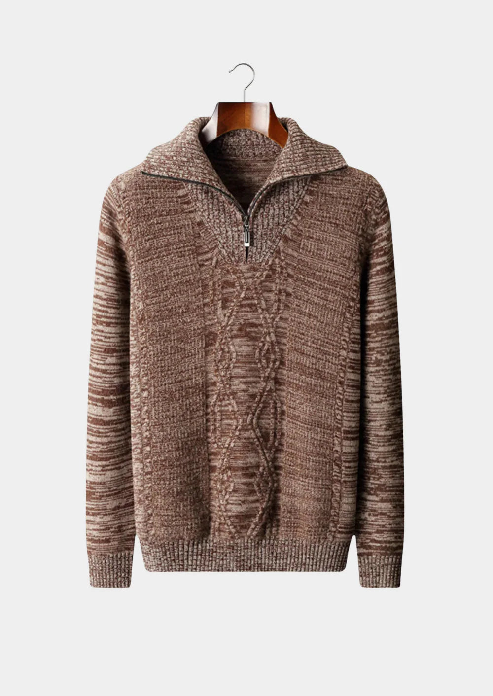PULL EN PURE LAINE MÉRINOS EXTRA-FINE À DEMI-ZIP
