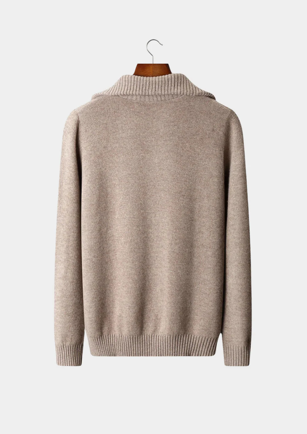 PULL EN PURE LAINE MÉRINOS EXTRA-FINE À DEMI-ZIP