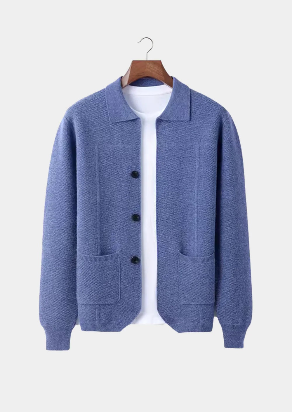 OVERSHIRT VAN ZUIVERE EXTRA FIJNE MERINOWOL MET KNOPEN
