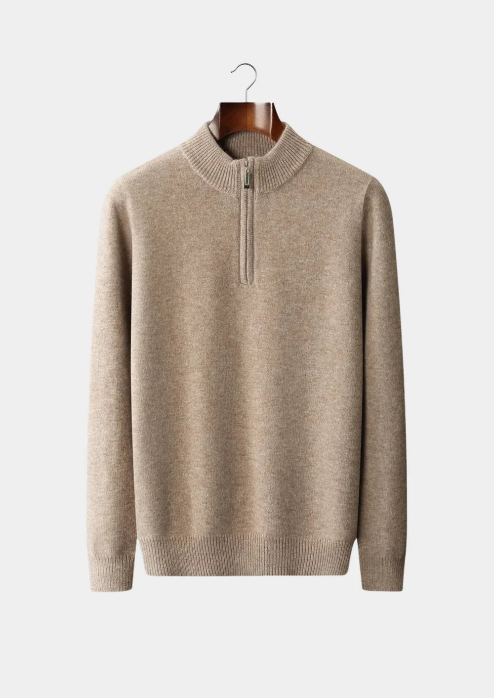 PURE EXTRA-FINE MERINO WOOL HALF ZIP SWEATER