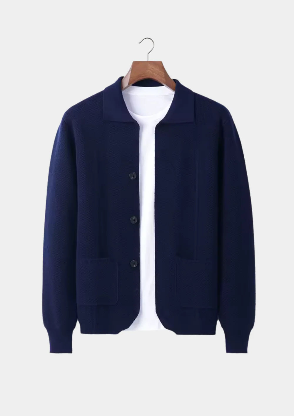 OVERSHIRT VAN ZUIVERE EXTRA FIJNE MERINOWOL MET KNOPEN