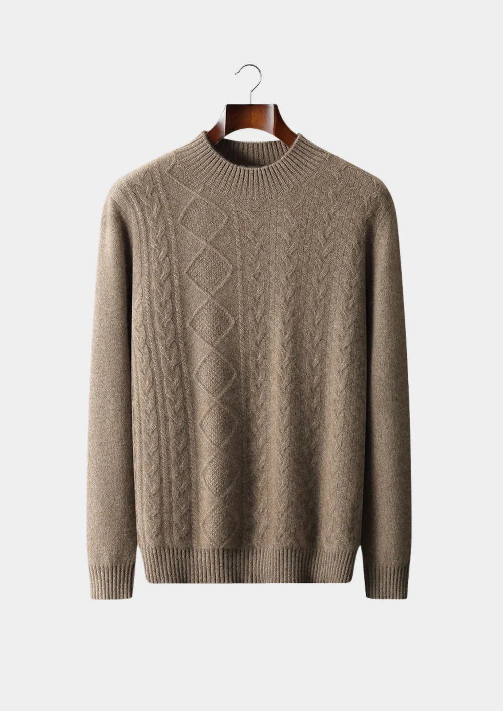 PURE EXTRA-FINE MERINO WOOL JACQUARD MOCKNECK