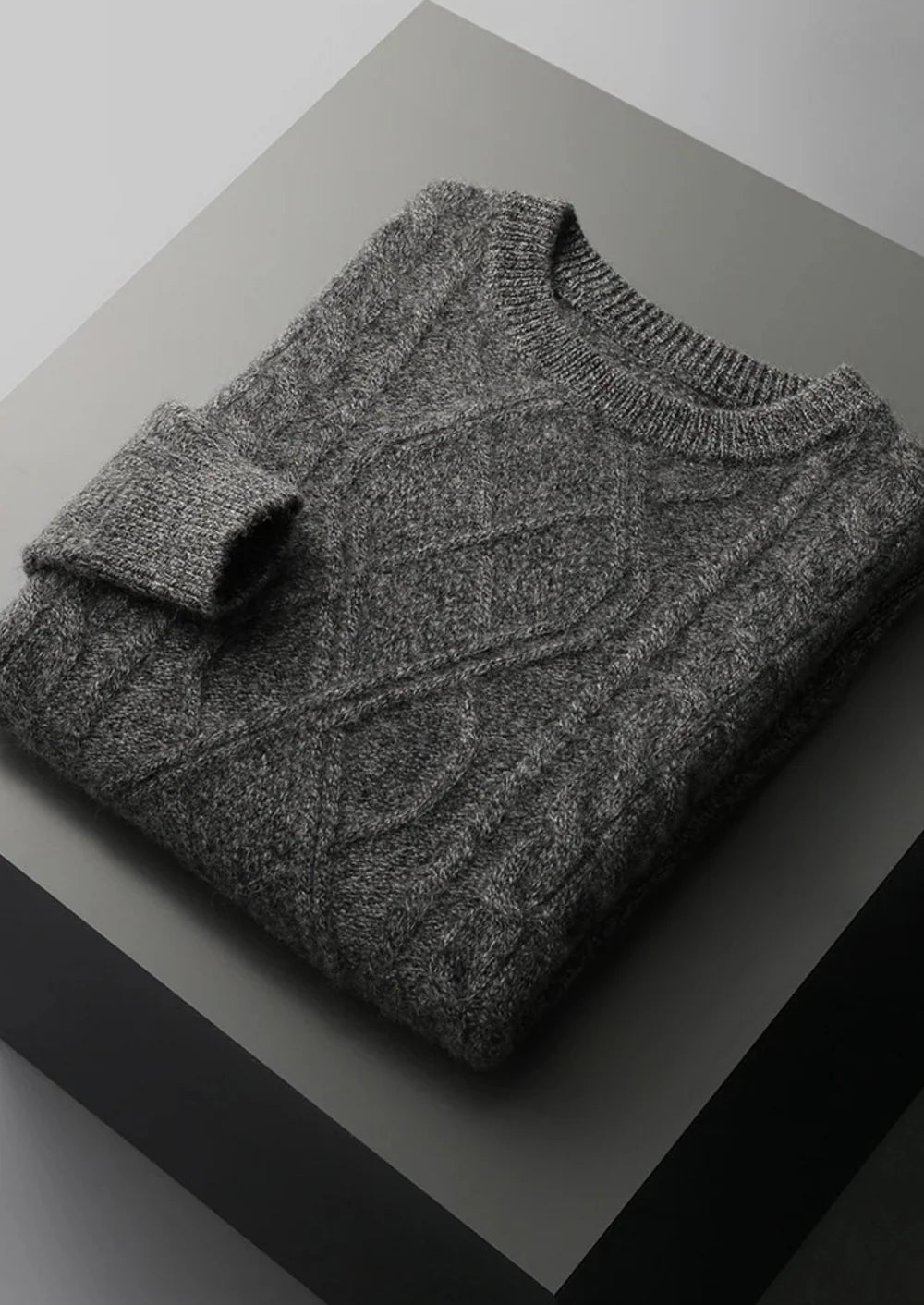 PULL COL ROND D'HIVER EN PURE LAINE MÉRINOS EXTRA-FINE
