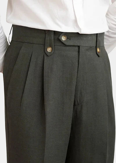 NAPOLI PLEATED COASTAL TROUSERS - Olive
