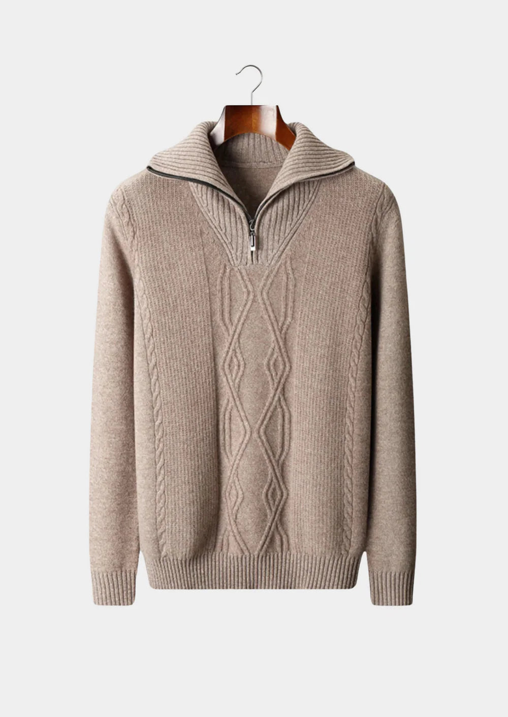 PULL EN PURE LAINE MÉRINOS EXTRA-FINE À DEMI-ZIP