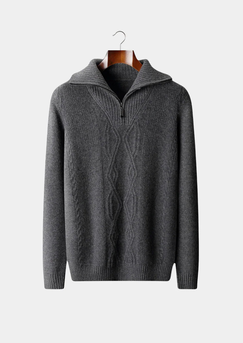 PULL EN PURE LAINE MÉRINOS EXTRA-FINE À DEMI-ZIP